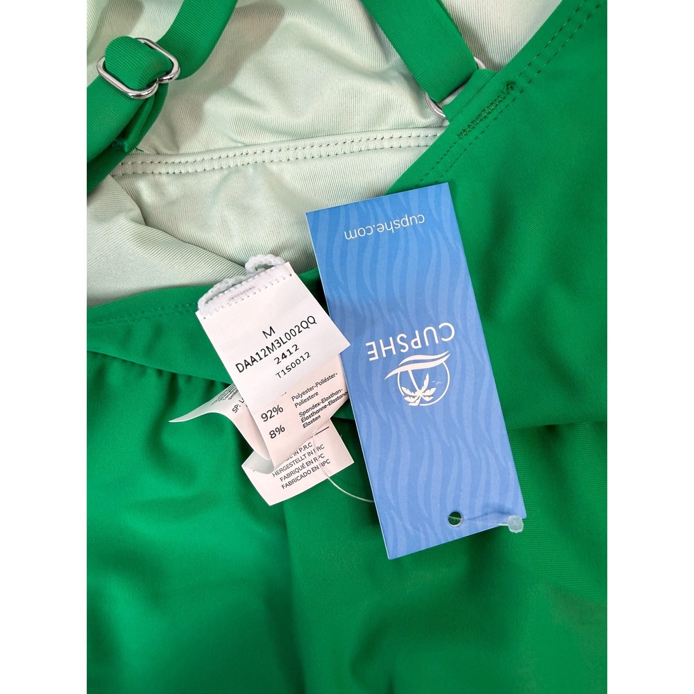 Cupshe NWT Green Skirted One Piece Swimsuit Crisscross Back Swim Dress Medium M - Picture 13 of 14